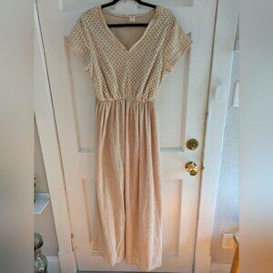 Vasna Cotton Cream Eyelet Maxi Dress